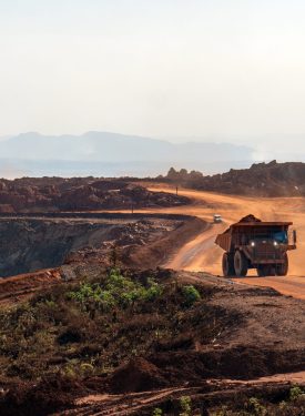 Dump truck in an open pit mine in Africa